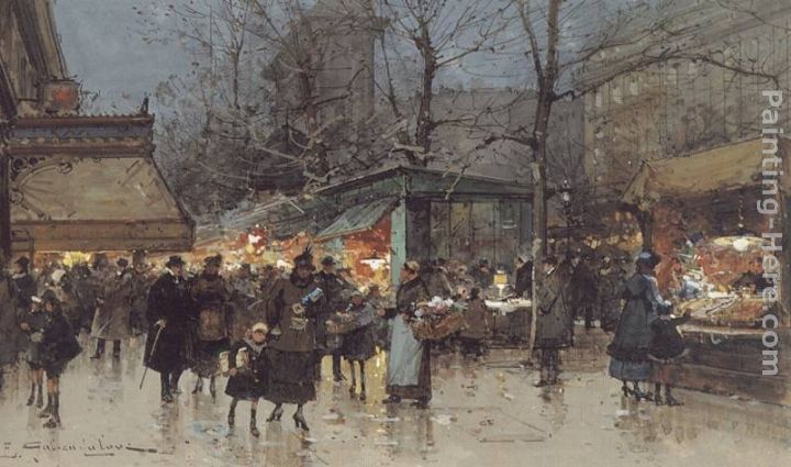 The Grands Boulevards, Paris painting - Eugene Galien-Laloue The Grands Boulevards, Paris art painting